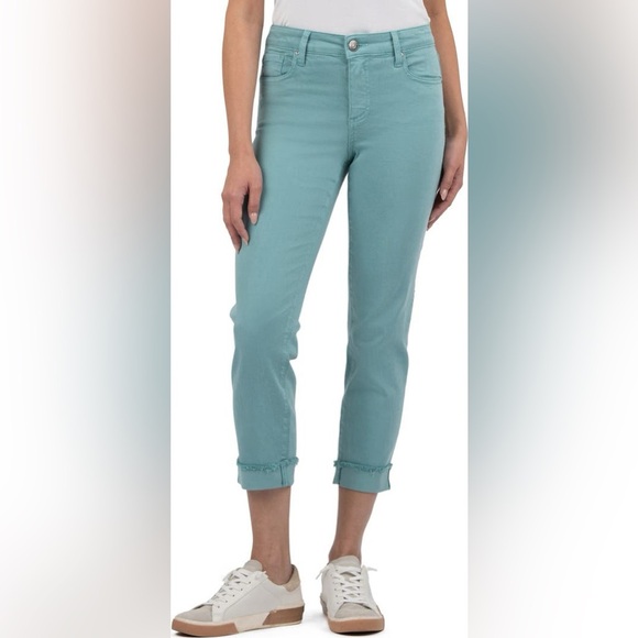 KUT from the Kloth Amy Fray Hem Crop Skinny Jeans Sea Blue Size 6 EUC - Picture 1 of 6